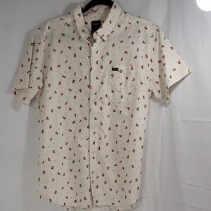 RVCA Cream Shirt with Red Floral Design